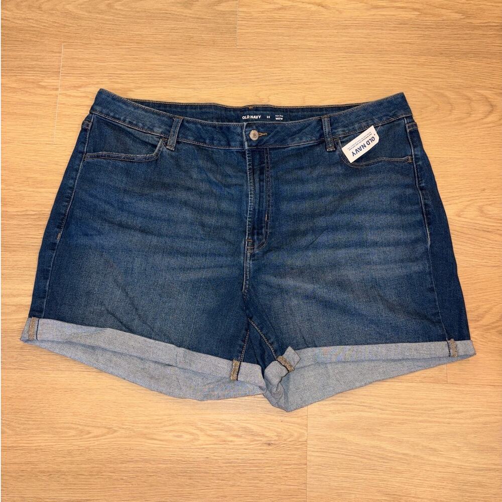 Old Navy High-rise wow blue jean cuff shorts womens size 22 NWT